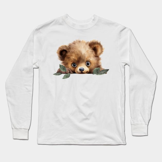 Cute Woodland Baby Teddy Bear . Long Sleeve T-Shirt by Alienated